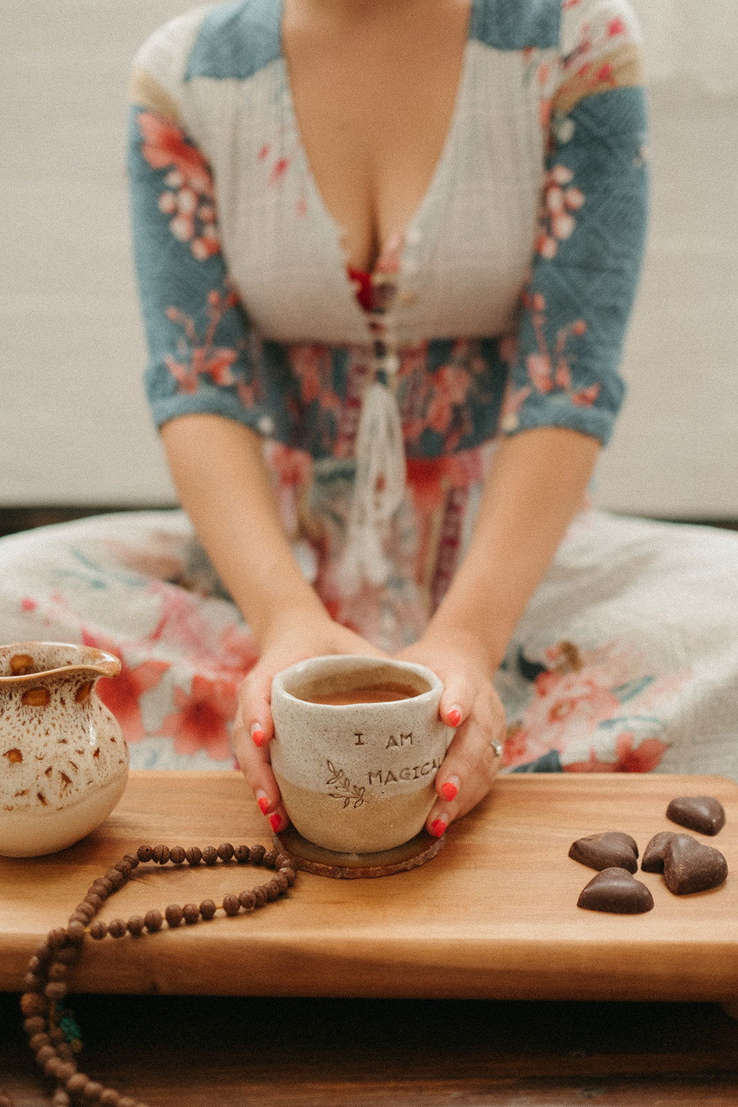 holding cacao cup
