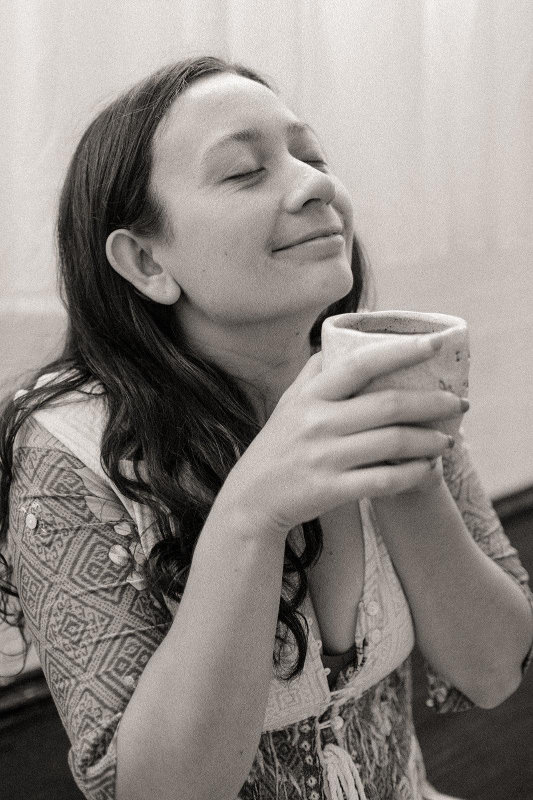 women drinking cacao